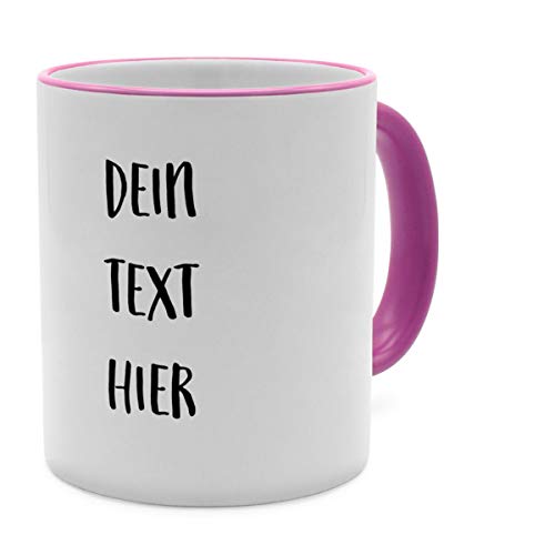 Tasse mit Spruch selbst gestalten – Personalisierte Tasse mit Text beschriften (Rosa) von PhotoFancy