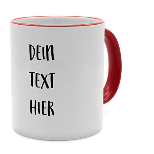 Tasse mit Spruch selbst gestalten – Personalisierte Tasse mit Text beschriften (Rot) von PhotoFancy