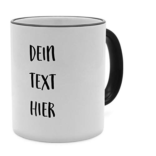 Tasse mit Spruch selbst gestalten – Personalisierte Tasse mit Text beschriften (Schwarz) von PhotoFancy