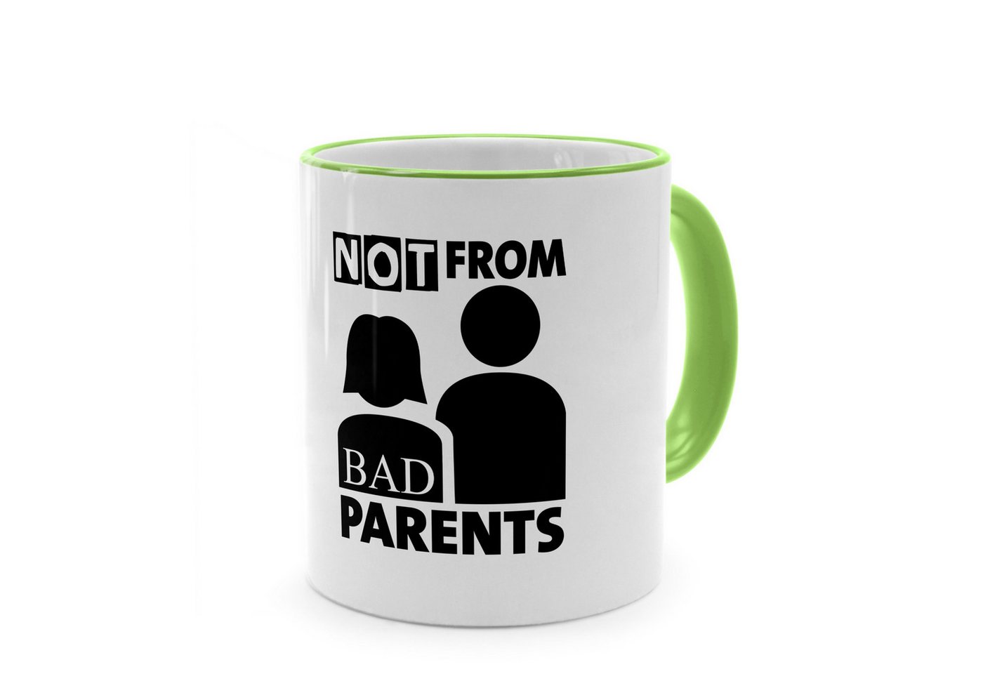 PhotoFancy Tasse mit lustigem Denglisch-Spruch 'Parents' - Sprüchetasse, Tasse Standard - Henkel & Rand: Hellgrün von PhotoFancy