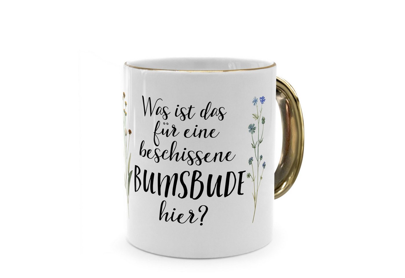 PhotoFancy Tasse mit lustigem Spruch 'Bumsbude' - Sprüchetasse mit Humor, Tasse Standard - Henkel & Rand: Gold von PhotoFancy