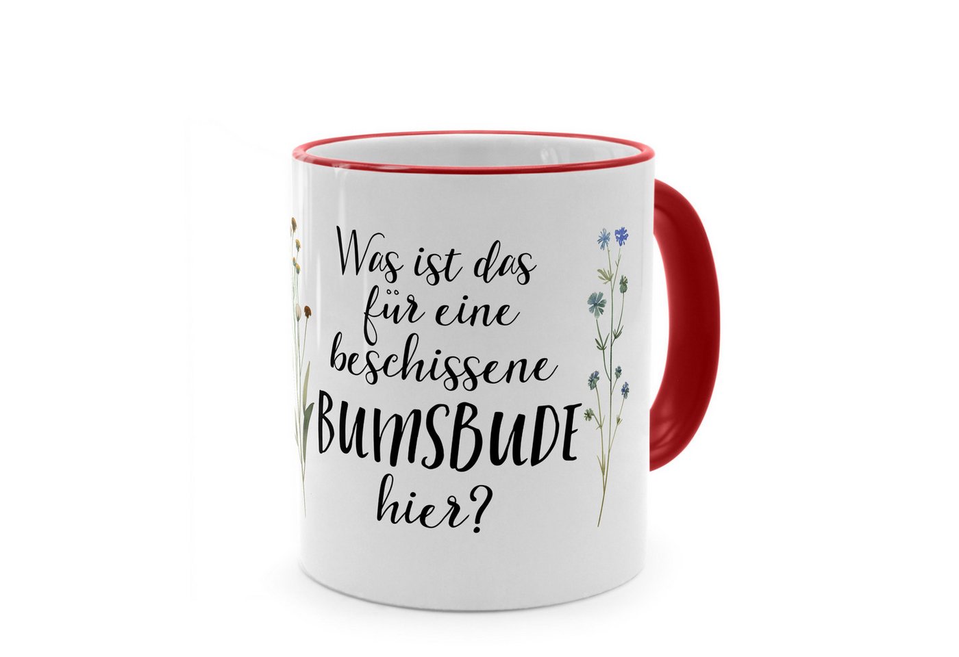 PhotoFancy Tasse mit lustigem Spruch 'Bumsbude' - Sprüchetasse mit Humor, Tasse Standard - Henkel & Rand: Rot von PhotoFancy