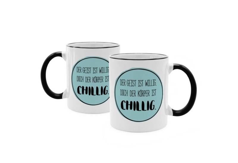 PhotoFancy Tasse mit lustigem Spruch 'Der Geist ist willig' - Sprüchetasse, Tasse Standard - Henkel & Rand: Schwarz PhotoFancy Tasse mit lustigem Spruch 'Der Geist ist willig' - Sprüchetasse, Tasse Standard - Henkel & Rand: Schwarz von PhotoFancy