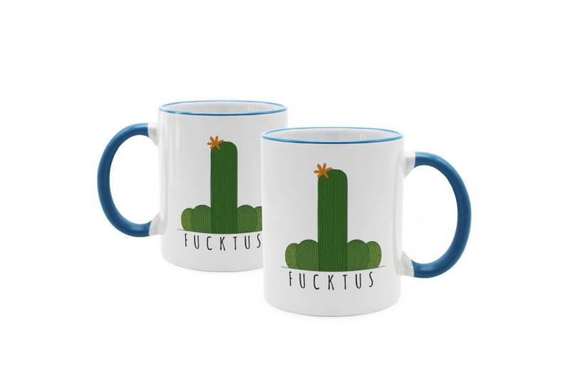 PhotoFancy Tasse mit lustigem Spruch 'Fucktus' - Sprüchetasse, Tasse Standard - Henkel & Rand: Hellblau von PhotoFancy