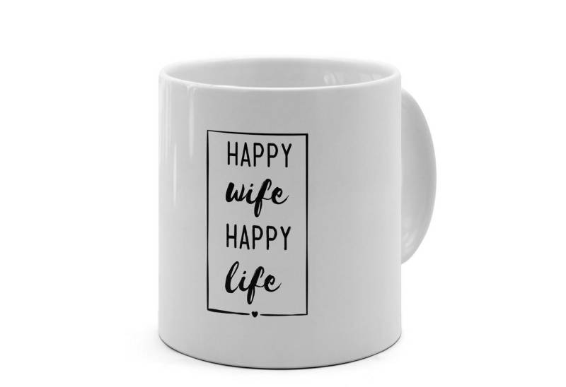PhotoFancy Tasse mit lustigem Spruch 'HAPPY wife HAPPY life' - Sprüchetasse, Tasse Jumbo XL von PhotoFancy