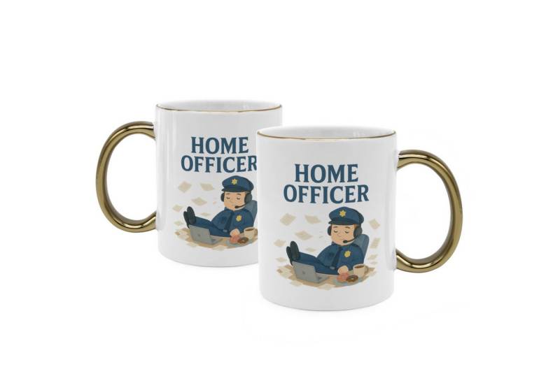 PhotoFancy Tasse mit lustigem Spruch 'Home Officer' - Sprüchetasse, Tasse Standard - Henkel & Rand: Gold PhotoFancy Tasse mit lustigem Spruch 'Home Officer' - Sprüchetasse, Tasse Standard - Henkel & Rand: Gold von PhotoFancy
