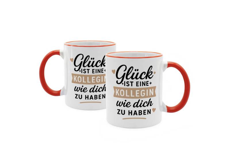 PhotoFancy Tasse mit lustigem Spruch 'Kollegin' - Sprüchetasse, Tasse Standard - Henkel & Rand: Orange von PhotoFancy