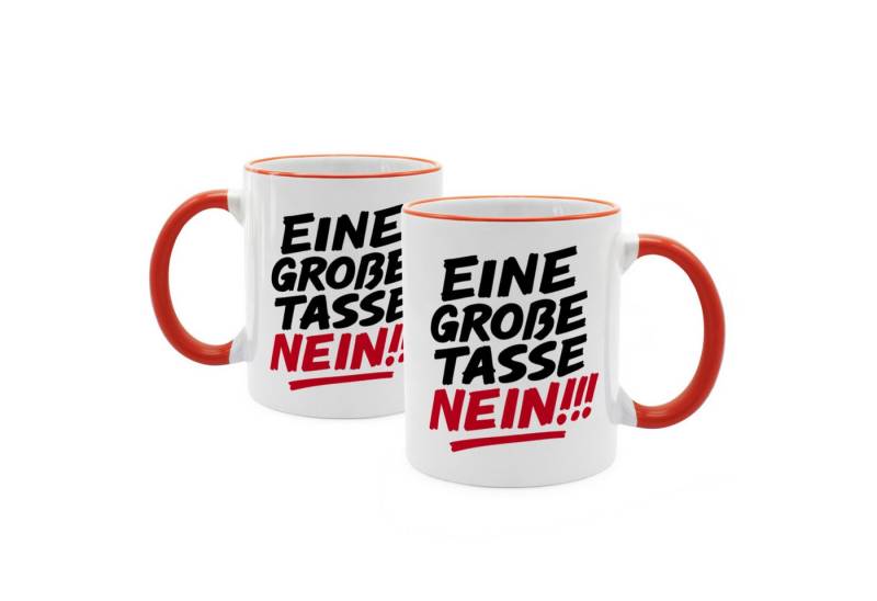 PhotoFancy Tasse mit lustigem Spruch 'NEIN' - Sprüchetasse, Tasse Standard - Henkel & Rand: Orange von PhotoFancy