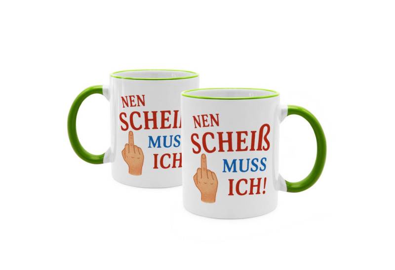 PhotoFancy Tasse mit lustigem Spruch 'Nen Scheiß' - Sprüchetasse, Tasse Standard - Henkel & Rand: Hellgrün PhotoFancy Tasse mit lustigem Spruch 'Nen Scheiß' - Sprüchetasse, Tasse Standard - Henkel & Rand: Hellgrün von PhotoFancy