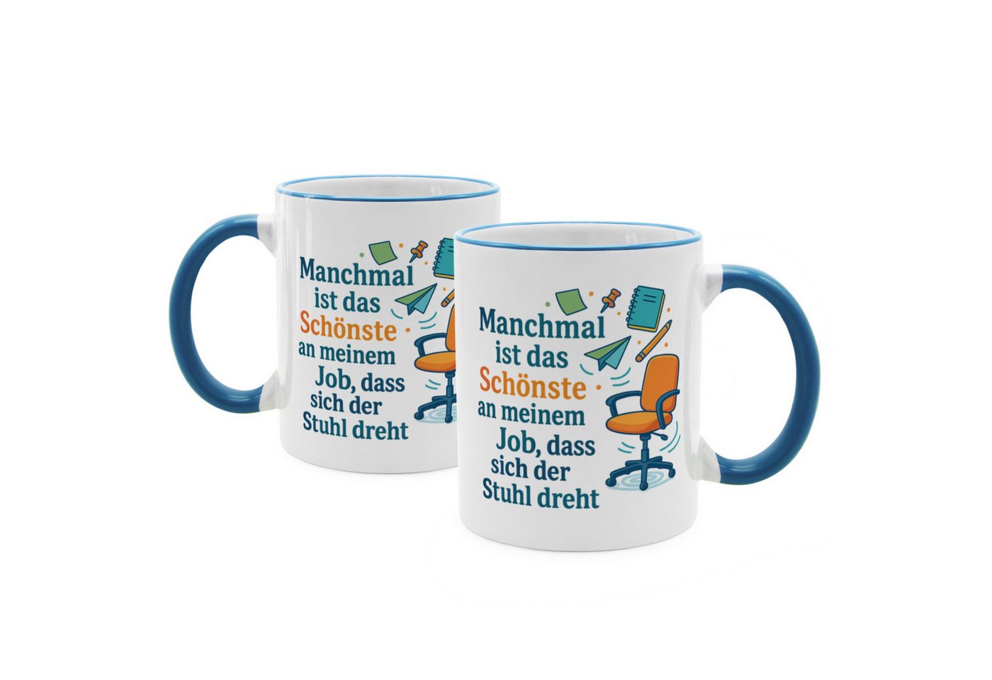 PhotoFancy Tasse mit lustigem Spruch 'Schöner Job' - Sprüchetasse, Tasse Standard - Henkel & Rand: Hellblau von PhotoFancy