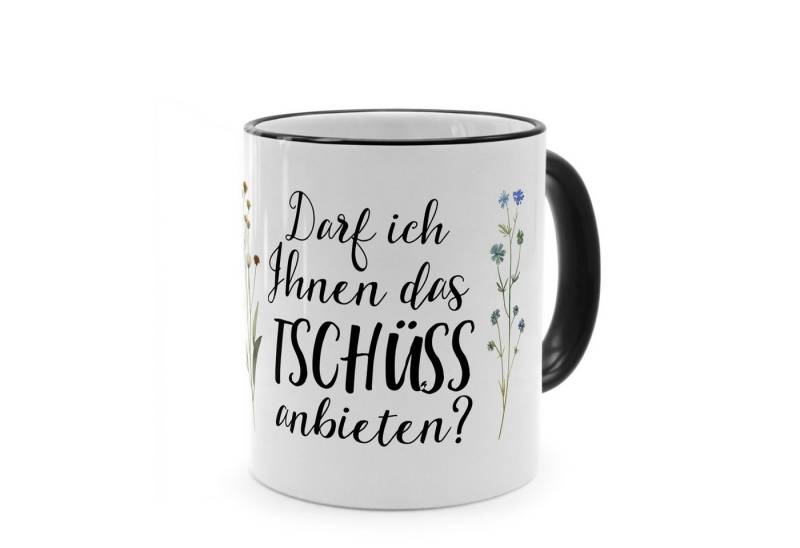 PhotoFancy Tasse mit lustigem Spruch 'Tschüss' - Sprüchetasse mit Humor, Tasse Standard - Henkel & Rand: Schwarz von PhotoFancy