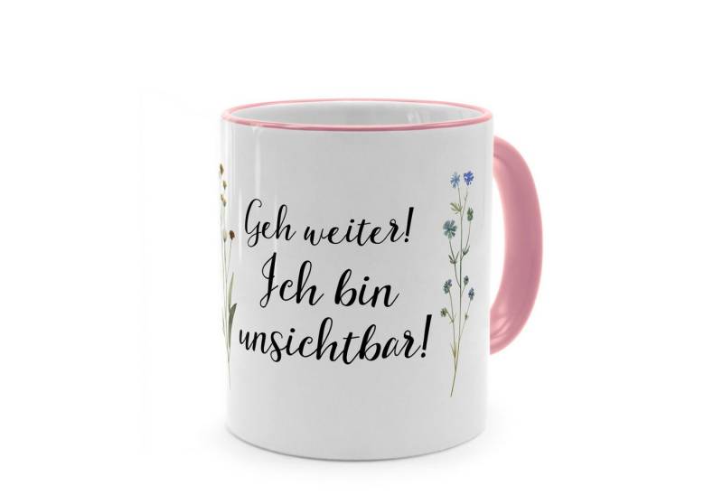 PhotoFancy Tasse mit lustigem Spruch 'Unsichtbar' - Sprüchetasse mit Humor, Tasse Standard - Henkel & Rand: Rosa von PhotoFancy