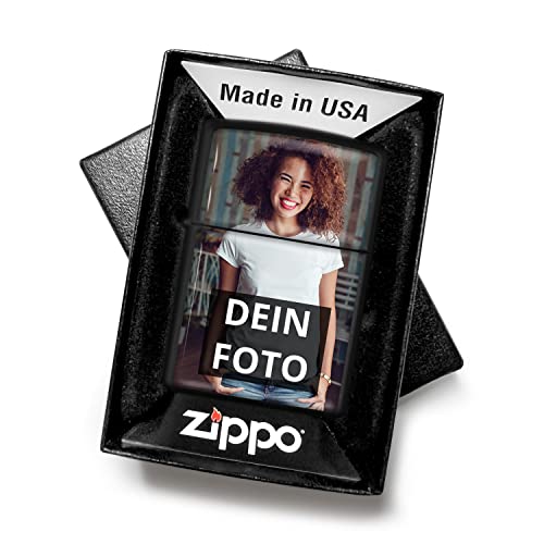 Zippo Feuerzeug selbst gestalten - Personalisiertes Zippo mit eigenem Foto Bedrucken (Schwarz) von PhotoFancy