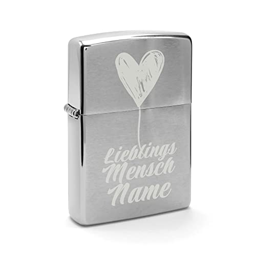 PhotoFancy - Zippo mit Gravur selbst gestalten - Personalisiertes Zippo mit eigenem Wunschtext oder Namen gravieren (Chrome) - Motiv: Lieblingsmensch von PhotoFancy