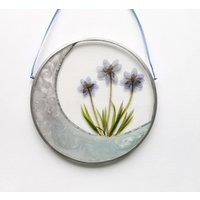 Gepresste Blumen in Harz Kunstharz Wandbehang Silber Mond Blume Rahmen Fenster Suncatcher Boho Dekor von PhotoGiftsCrafts