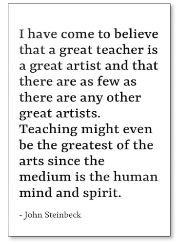 Glaube ich, dass ein großer Lehrer,... – John Steinbeck Zitat Kühlschrankmagnet, weiß von PhotoMagnets