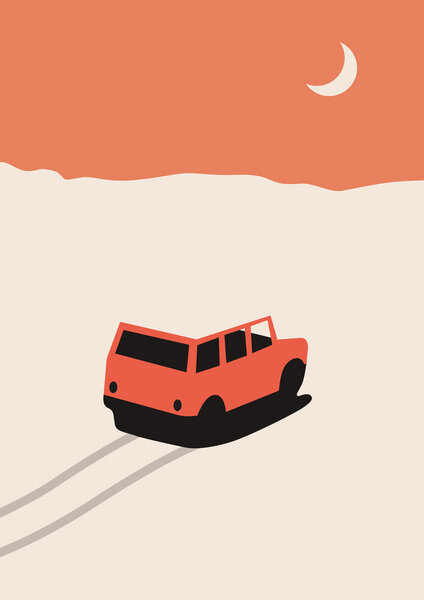 Photocircle Poster / Leinwandbild - Auto in der Wüste von Photocircle