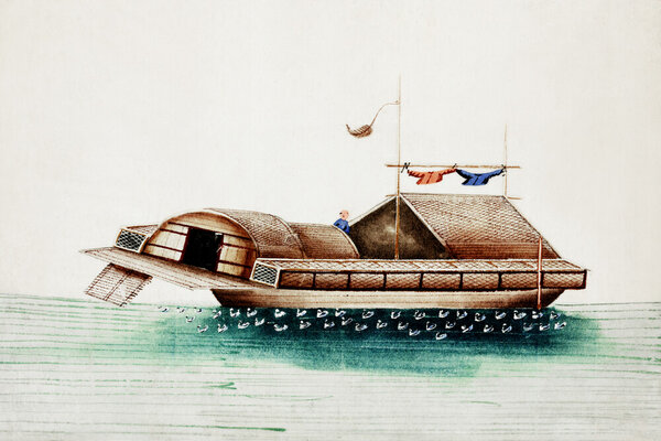 Photocircle Poster / Leinwandbild - Chinesische Malerei eines altes chinesischen Schiffs von Photocircle