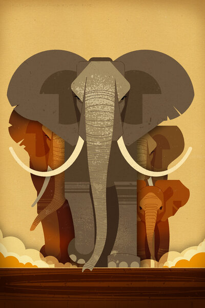 Photocircle Poster / Leinwandbild - Elefanten von Photocircle