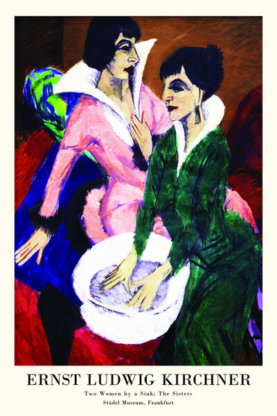Photocircle Poster / Leinwandbild - Ernst Ludwig Kirchner: Zwei Frauen am Waschbecken; Die Schwestern von Photocircle