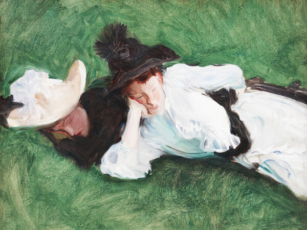 Photocircle Poster / Leinwandbild - John Singer Sargent: Zwei Mädchen auf einem Rasen von Photocircle