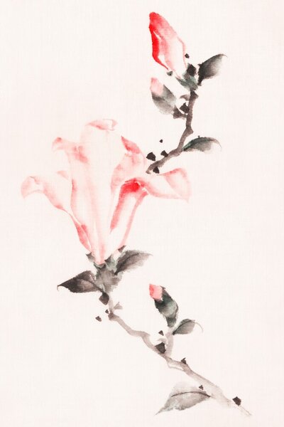 Photocircle Poster / Leinwandbild - Large Pink Blossom on a Stem by Katsushika Hokusai von Photocircle