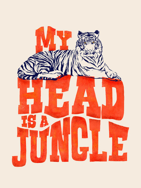 Photocircle Poster / Leinwandbild - My Head is a Jungle-Tiger typography von Photocircle