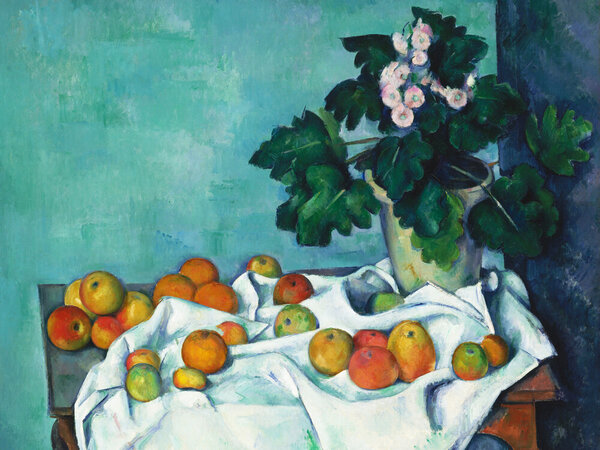 Photocircle Poster / Leinwandbild - Paul Cézanne: Stillleben mit Äpfeln und einem Topf Primeln von Photocircle
