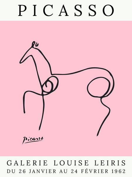 Photocircle Poster / Leinwandbild - Picasso Pferd – rosa von Photocircle