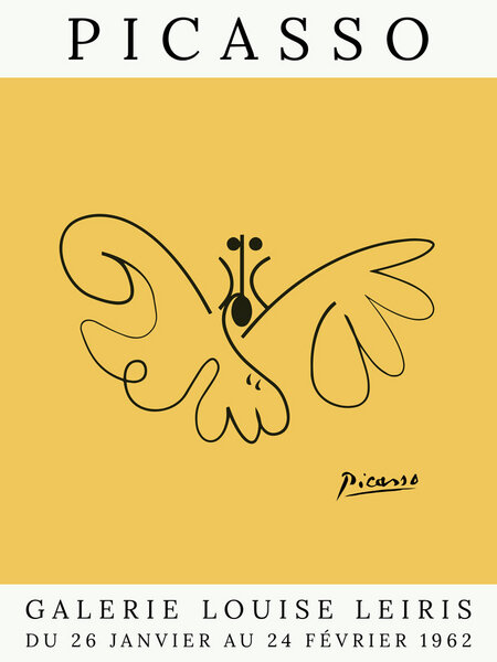 Photocircle Poster / Leinwandbild - Picasso Schmetterling – gelb von Photocircle