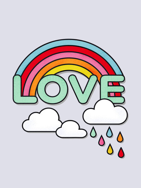 Photocircle Poster / Leinwandbild - Rainbow Love Typography von Photocircle