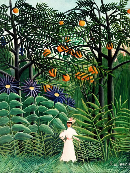 Photocircle Poster / Leinwandbild - Spazierende Frau in einem exotischen Wald von Henri Rousseau von Photocircle