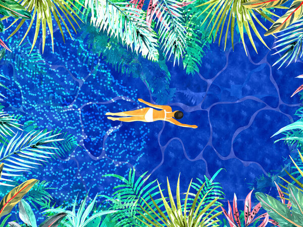 Photocircle Poster / Leinwandbild - Tropical Jungle Pool von Photocircle