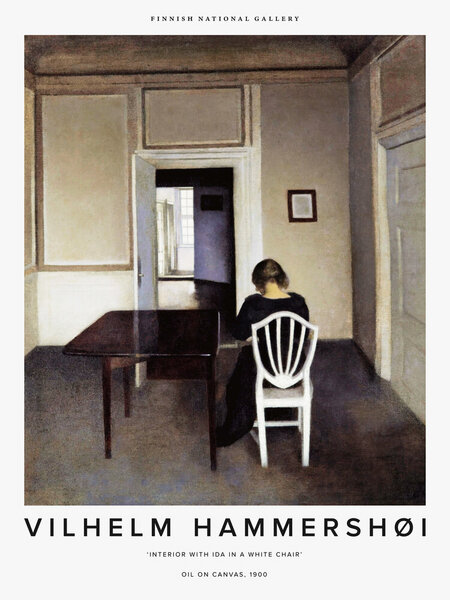 Photocircle Poster / Leinwandbild - Vilhelm Hammershøi: Interieur mit Ida auf einem weißen Stuhl von Photocircle