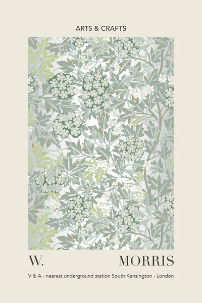 Photocircle Poster / Leinwandbild - William Morris - grau-grünes Blatt- und Blumenmuster von Photocircle