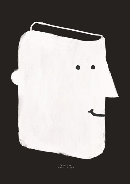 Photocircle Wandbild / Poster / Leinwand - Black and white wall art with illustration of a smiling book Photocircle Wandbild / Poster / Leinwand - Black and white wall art with illustration of a smiling book von Photocircle