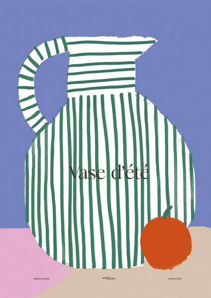Photocircle Wandbild / Poster / Leinwand  - Colourful poster with striped vase von Photocircle