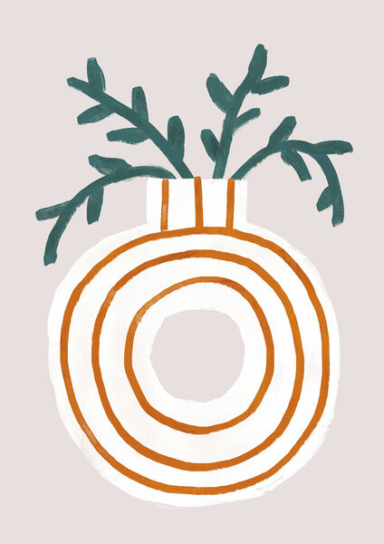 Photocircle Wandbild / Poster / Leinwand  - Printed art with striped vase and plant von Photocircle