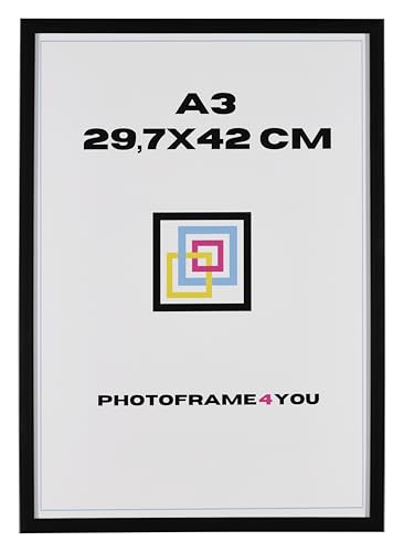 Photoframe4you - Bilderrahmen DIN A3 29.7x42 cm - Schwarz Matt - Kunststoff rahmen mit Acrylglas DIN A3 42x29.7 cm - Nancy Photoframe4you - Bilderrahmen DIN A3 29.7x42 cm - Schwarz Matt - Kunststoff rahmen mit Acrylglas DIN A3 42x29.7 cm - Nancy von Photoframe4you