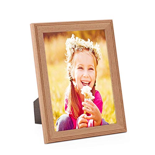 PHOTOLINI Bilderrahmen 13x18 cm Holz Eiche-Optik Landhaus-Stil, Holz-Rahmen, Made in Germany, Echtglas, zum Aufhängen & Aufstellen, mit Zubehör - perfekt für Familienfotos & Urlaubsbilder von PHOTOLINI