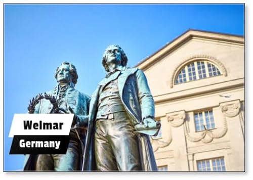 Berühmte Skulptur von Goethe und Schiller in der Stadt Weimar in Deutschland/berühmteste deutsche Klassikerautoren/18. Jahrhundert, Kühlschrankmagnet von Photomagnet
