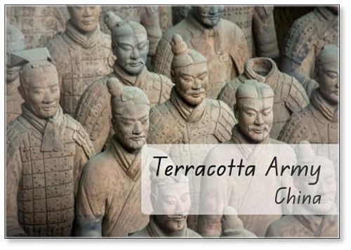 Kühlschrankmagnet Terrakotta-Armee, ausgegrabene Terrakotta-Skulpturen am Kaiser Qin Shi Huang Grabstätte in Xian, China von Photomagnet