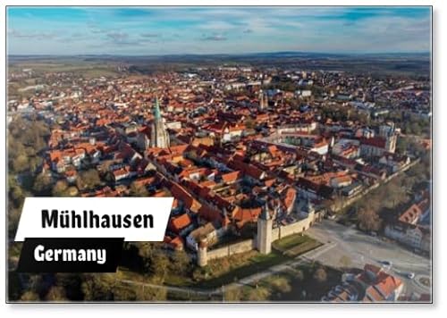 Luftaufnahme der Stadt Mühlhausen in Hessen an einem sonnigen Tag im Herbst Kühlschrankmagnet Luftaufnahme der Stadt Mühlhausen in Hessen an einem sonnigen Tag im Herbst Kühlschrankmagnet von Photomagnet