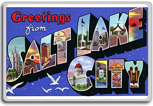 Greetings From Salt Lake City - Vintage 1940s Postcard fridge magnet - Kühlschrankmagnet von Photosiotas