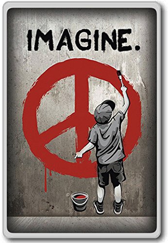 Imagine Peace Graffiti - Motivational Quotes Fridge Magnet - Kühlschrankmagnet von Photosiotas