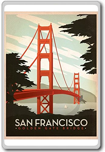 San Francisco Golden Gate Bridge, USA Vintage Travel Fridge Magnet - Kühlschrankmagnet von Photosiotas