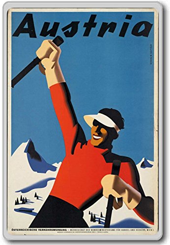 Ski In Austria, Europe - Vintage Travel Fridge Magnet - Kühlschrankmagnet von Photosiotas