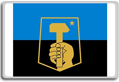 Ukraine, Donetsk city flag fridge magnet - Kühlschrankmagnet von Photosiotas