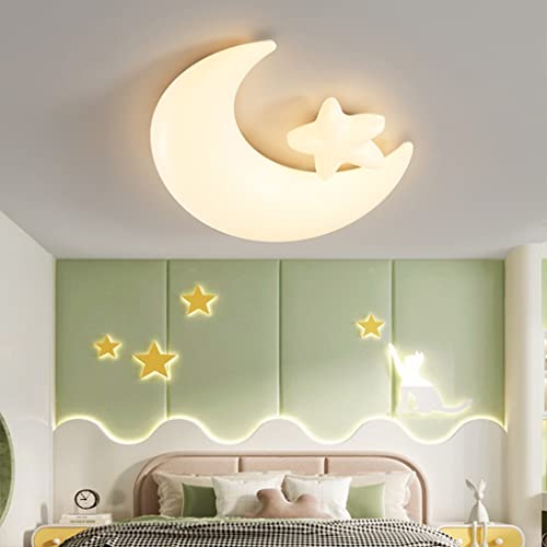 LED Deckenleuchte dimmbar Schlafzimmer Deckenlampe einfach Deckenlicht modern Augenschutz Lampe kreativ Creme Stil Cartoon Mond Mädchen Kinderzimmer Wohnzimmer Bibliothek Lampen (Color : C) von Phtlampes