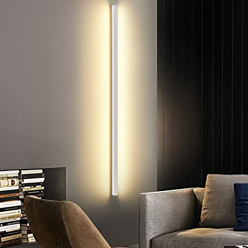 Phube LED Lange Wandleuchte Moderne Inne Wandlampen Up Down 3000K Warmweiß Beleuchtungsleuchte Wandbeleuchtung für Wohnzimmer Kinderzimmer Schlafzimmer(Weiß+100cm) von Phube